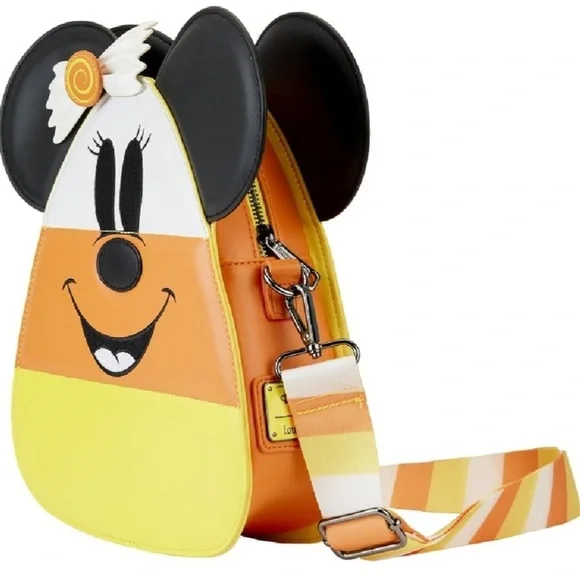 LOUNGEFLY Disney Mickey and Minnie Mouse Candy Corn Crossbody Bag